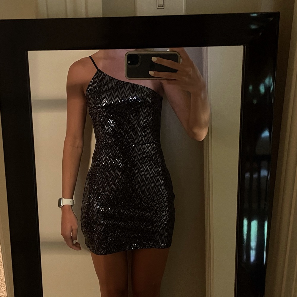 Blue blush sequined mini dress